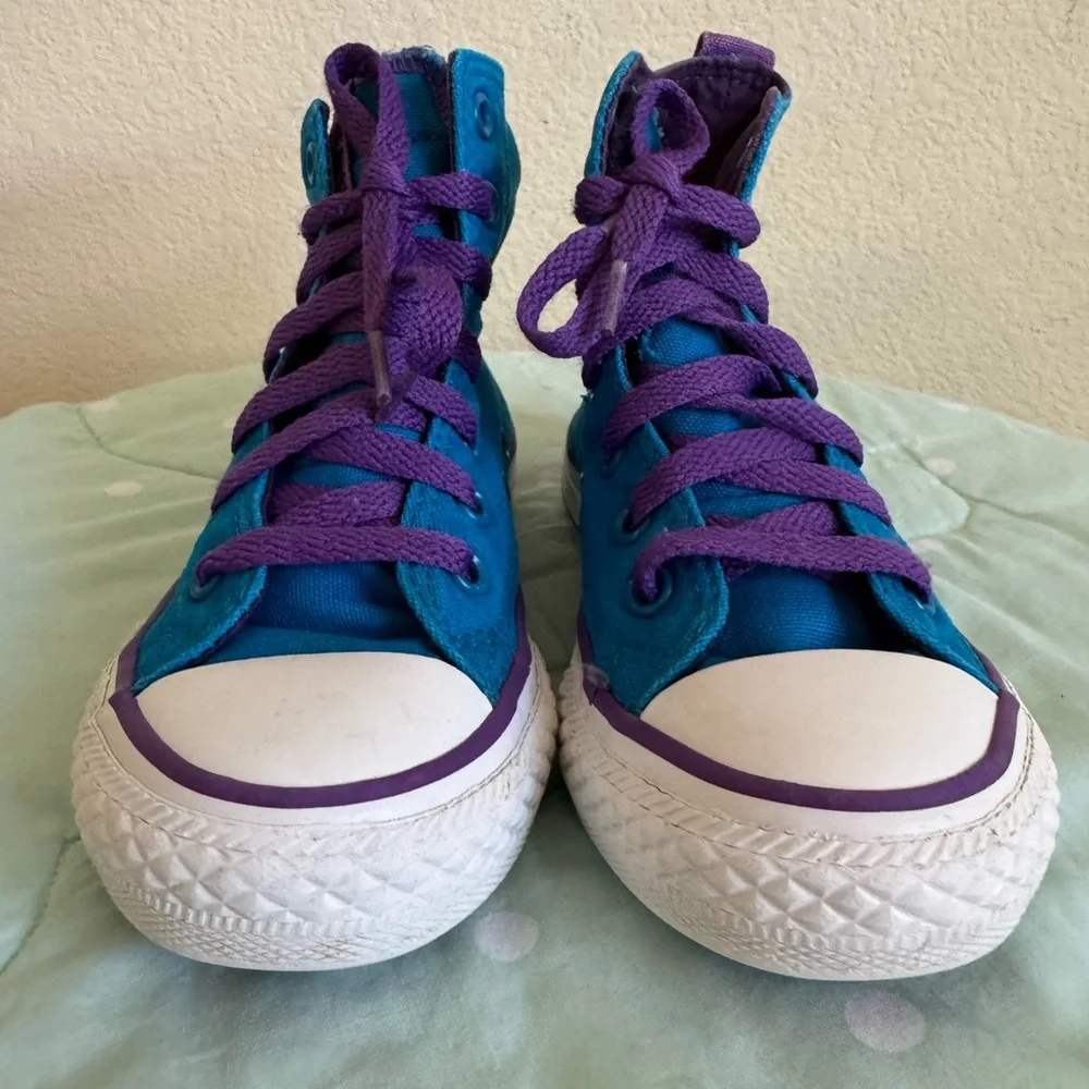 Converse Blue High-Tops with Purple Details Kids Size 10.5